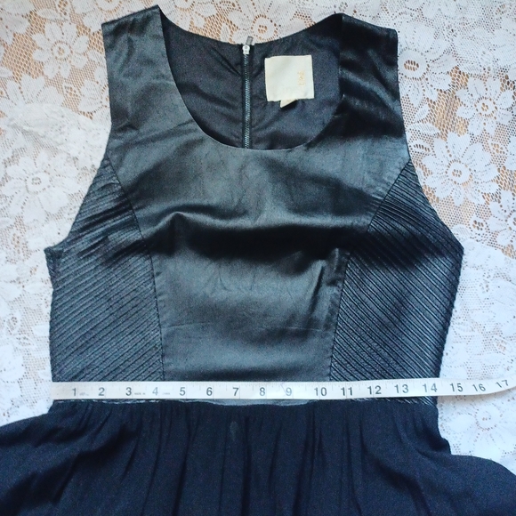 Line & Dot Sleeveless Black Lambskin Aline Dress Medium - Picture 12 of 12